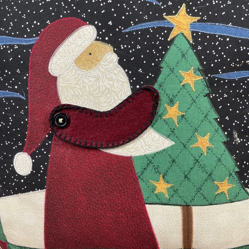 Handmade Christmas Santa Claus Quilted Decorative Throw Pillow Holiday Decor